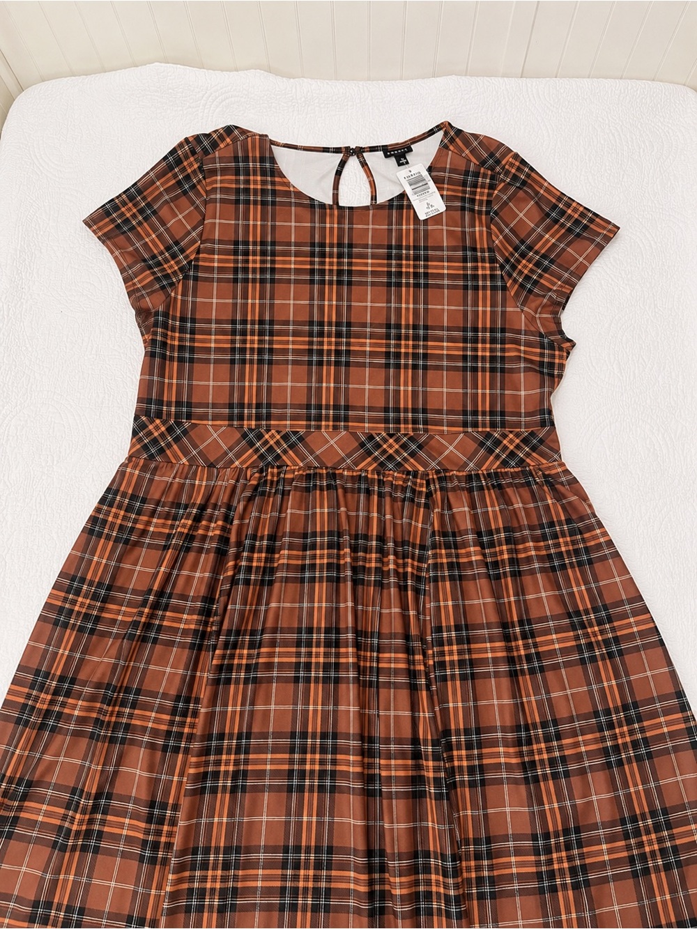NWT! torrid Brown Black Orange Plaid Midi Dress | Back2School | Sz 2(X) 18-20 - Picture 1 of 9
